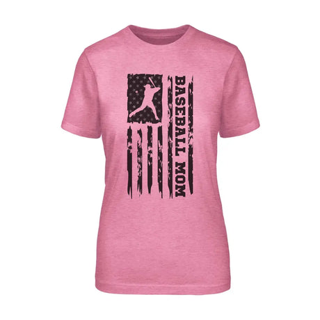 baseball mom vertical flag on a unisex t-shirt with a black graphic