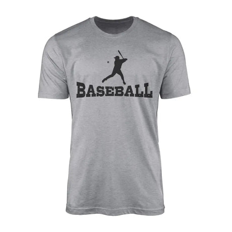 basic baseball with baseball player icon on a mens t-shirt with a black graphic