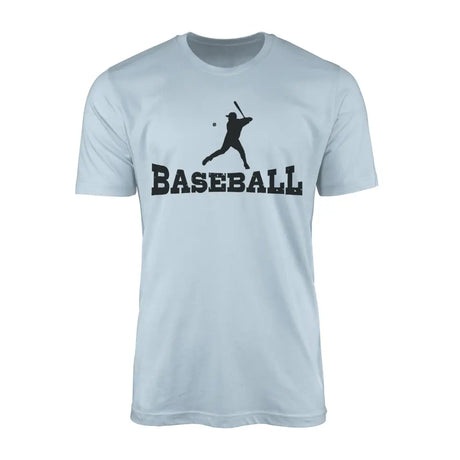 basic baseball with baseball player icon on a mens t-shirt with a black graphic