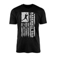 baseball dad vertical flag on a mens t-shirt with a white graphic