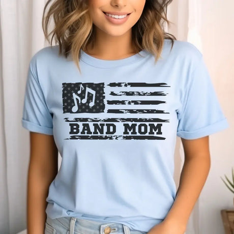 band mom horizontal flag on a unisex t-shirt with a black graphic