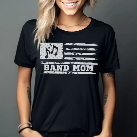 band mom horizontal flag on a unisex t-shirt with a white graphic