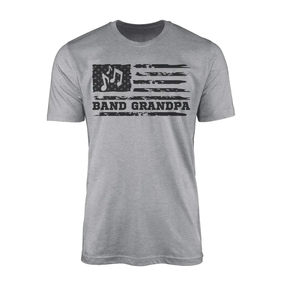 band grandpa horizontal flag on a mens t-shirt with a black graphic