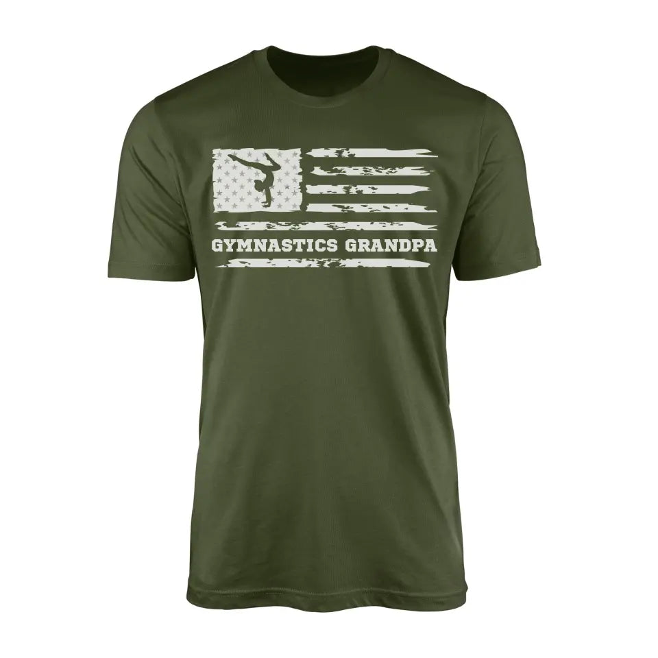 gymnastics grandpa horizontal flag on a mens t-shirt with a white graphic