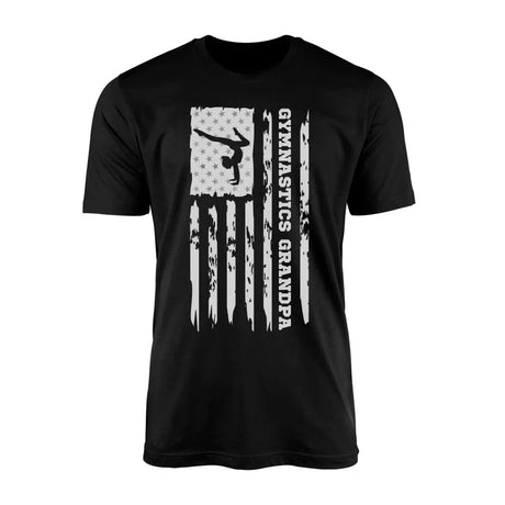 gymnastics grandpa vertical flag on a mens t-shirt with a white graphic