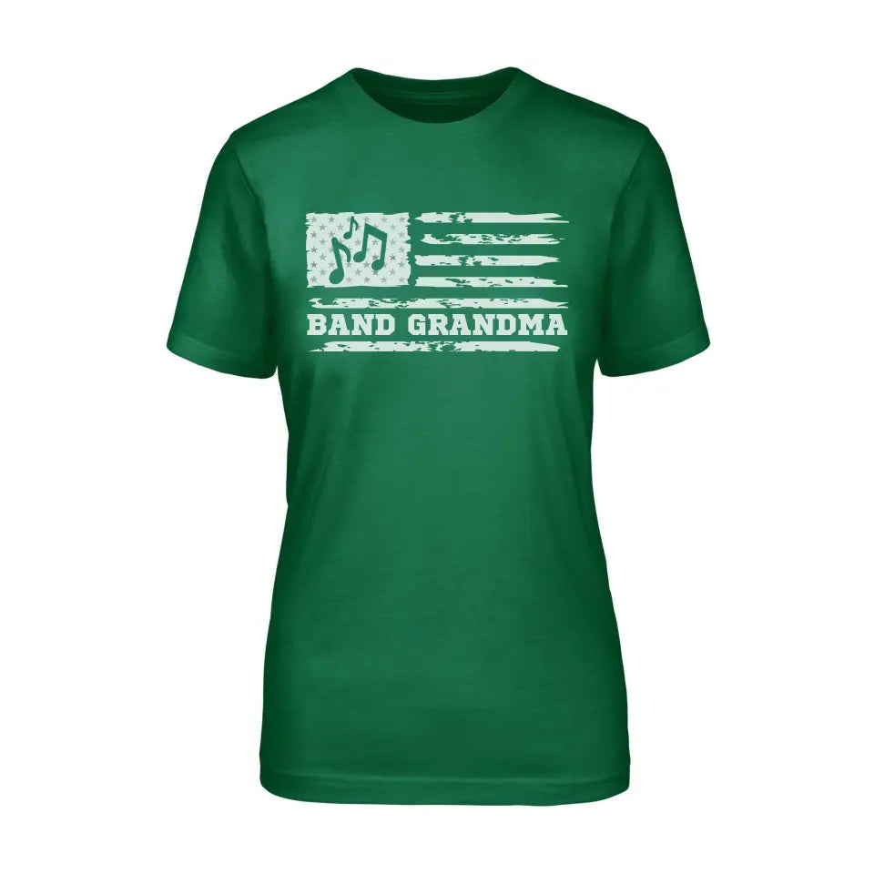 band grandma horizontal flag on a unisex t-shirt with a white graphic