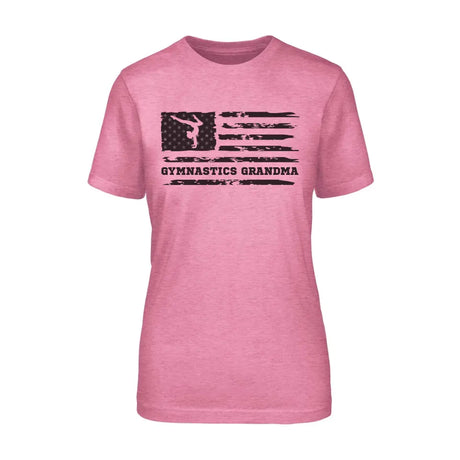 gymnastics grandma horizontal flag on a unisex t-shirt with a black graphic