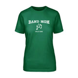 band mom with musician icon and musician name on a unisex t-shirt with a white graphic