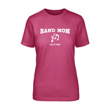 band mom with musician icon and musician name on a unisex t-shirt with a white graphic