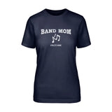 band mom with musician icon and musician name on a unisex t-shirt with a white graphic