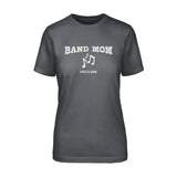 band mom with musician icon and musician name on a unisex t-shirt with a white graphic