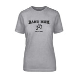 band mom with musician icon and musician name on a unisex t-shirt with a black graphic