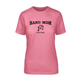 band mom with musician icon and musician name on a unisex t-shirt with a black graphic