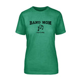 band mom with musician icon and musician name on a unisex t-shirt with a black graphic