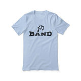 basic band with musician icon on a unisex t-shirt with a black graphic