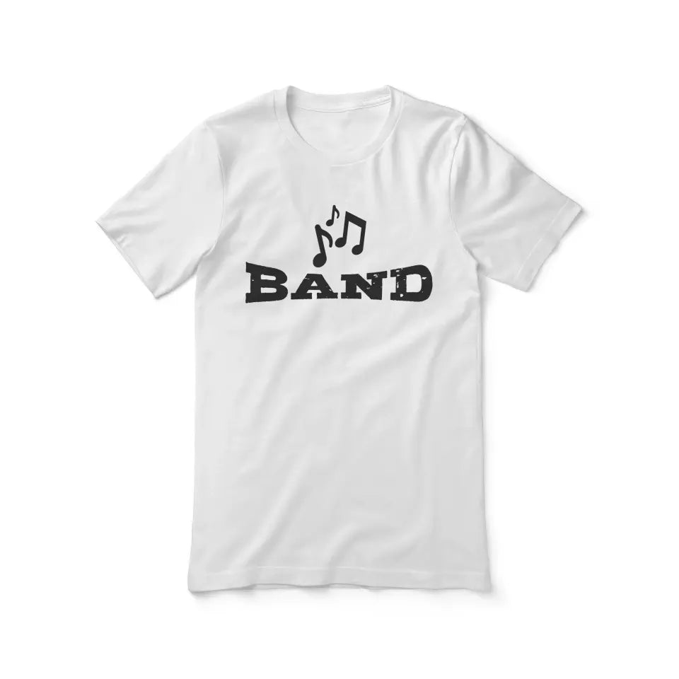 basic band with musician icon on a unisex t-shirt with a black graphic