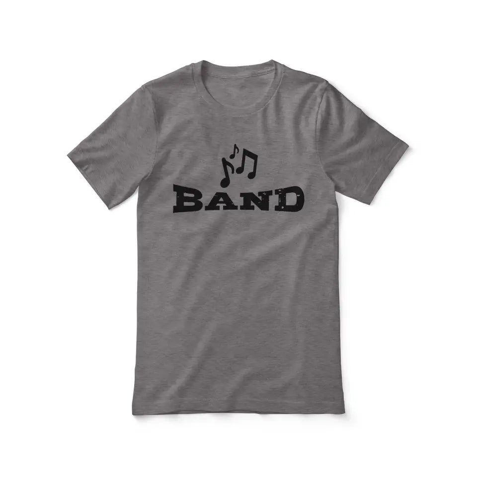 basic band with musician icon on a unisex t-shirt with a black graphic