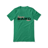 custom band mascot and musician name on a unisex t-shirt with a black graphic