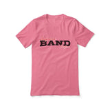 custom band mascot and musician name on a unisex t-shirt with a black graphic