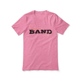 custom band mascot and musician name on a unisex t-shirt with a black graphic