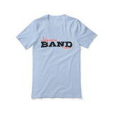 custom band mascot and musician name on a unisex t-shirt with a black graphic