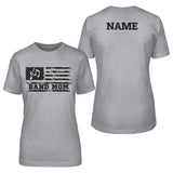 band mom horizontal flag with musician name on a unisex t-shirt with a black graphic