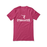 basic gymnastics with gymnast icon on a unisex t-shirt with a white graphic