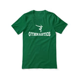 basic gymnastics with gymnast icon on a unisex t-shirt with a white graphic