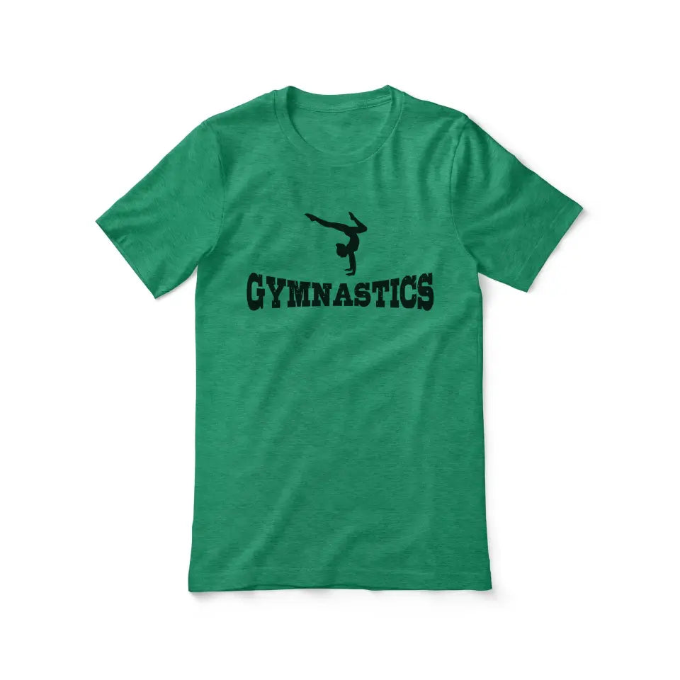 basic gymnastics with gymnast icon on a unisex t-shirt with a black graphic