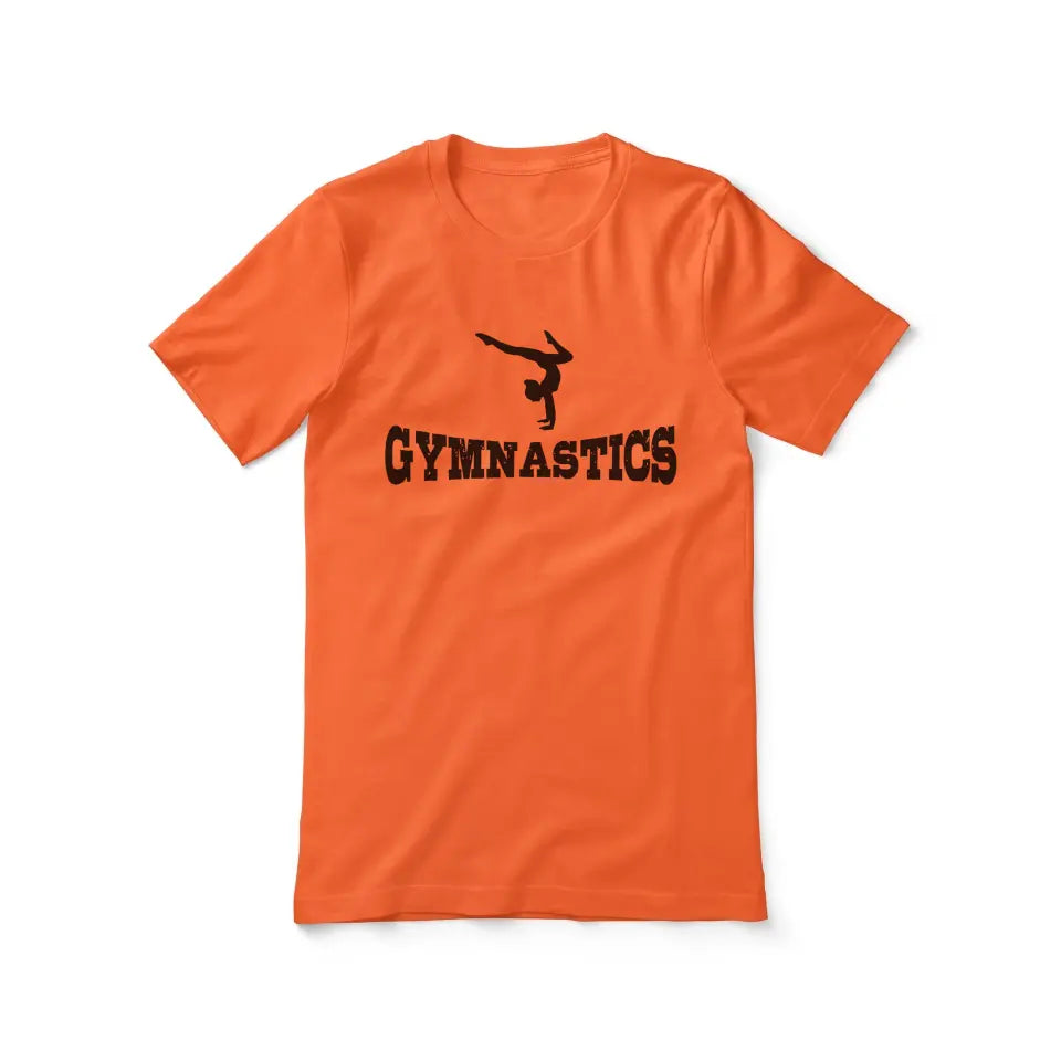 basic gymnastics with gymnast icon on a unisex t-shirt with a black graphic