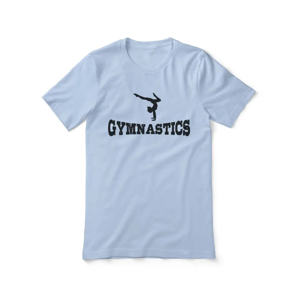 basic gymnastics with gymnast icon on a unisex t-shirt with a black graphic