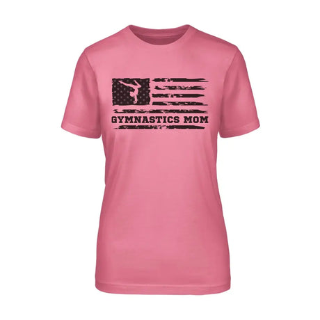 gymnastics mom horizontal flag on a unisex t-shirt with a black graphic