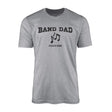 band dad with musician icon and musician name on a mens t-shirt with a black graphic