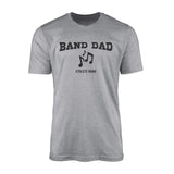 band dad with musician icon and musician name on a mens t-shirt with a black graphic