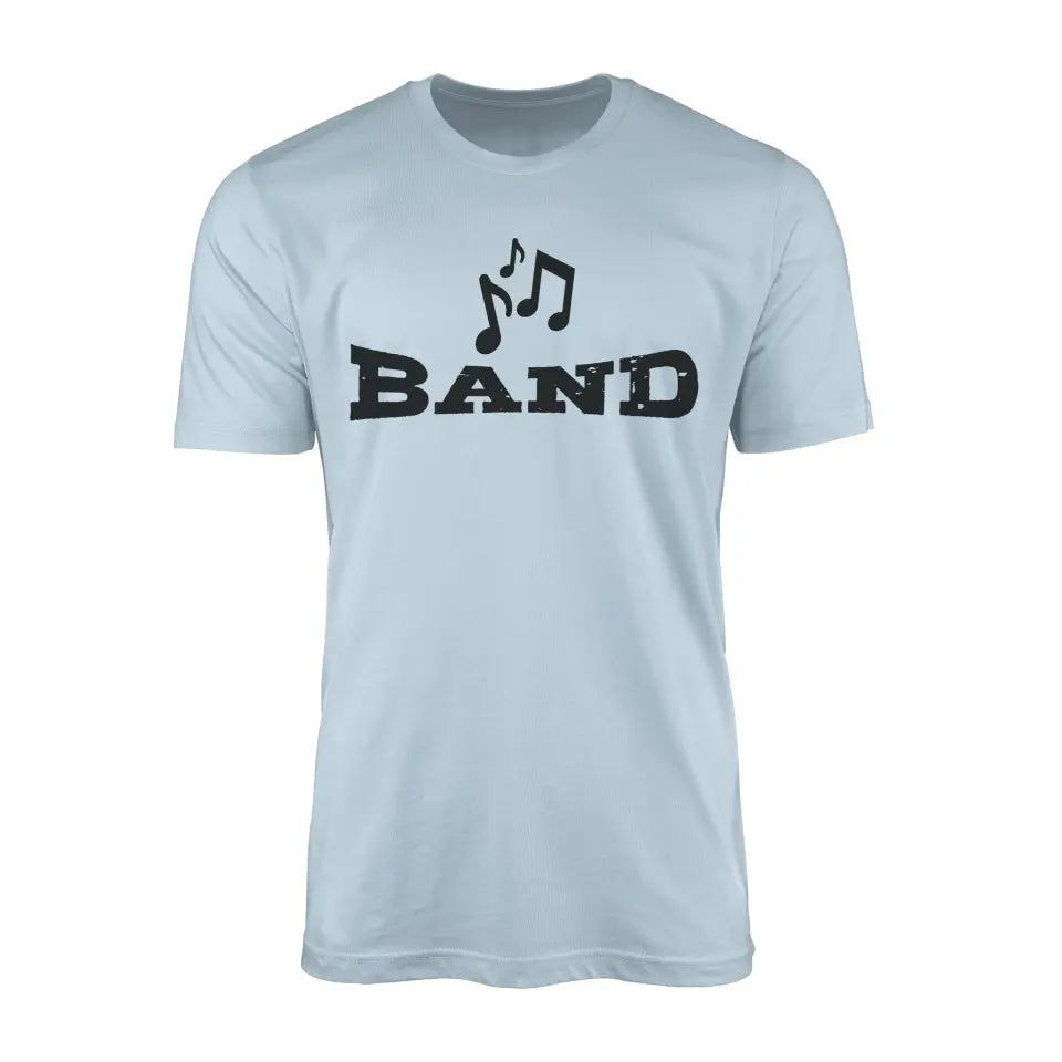 basic band with musician icon on a mens t-shirt with a black graphic