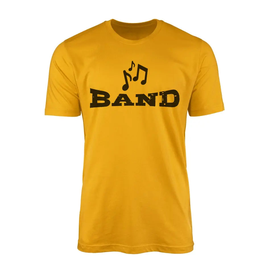 basic band with musician icon on a mens t-shirt with a black graphic