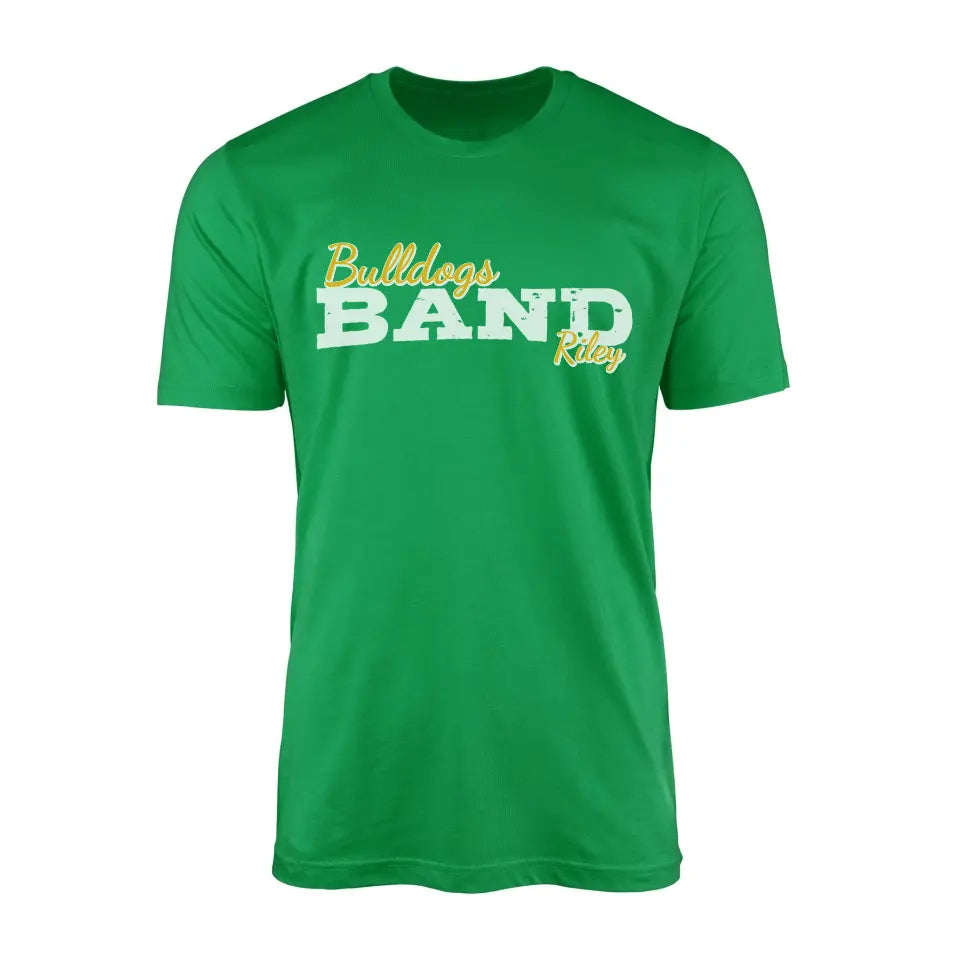 custom band mascot and musician name on a mens t-shirt with a white graphic