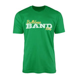 custom band mascot and musician name on a mens t-shirt with a white graphic