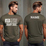 band dad horizontal flag with musician name on a mens t-shirt with a white graphic