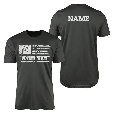 band dad horizontal flag with musician name on a mens t-shirt with a white graphic