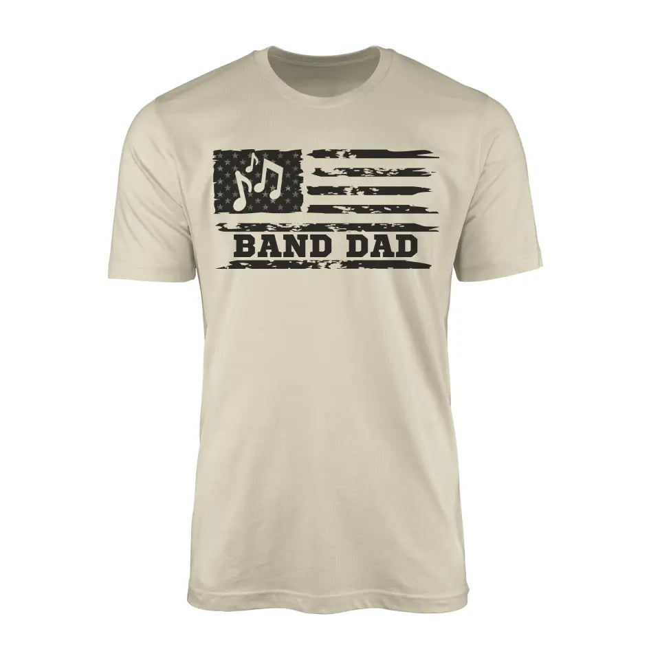 band dad horizontal flag on a mens t-shirt with a black graphic