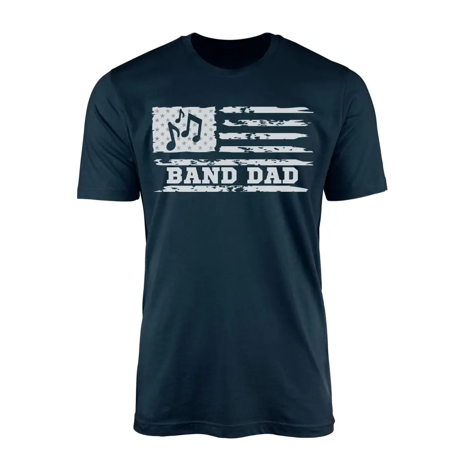 band dad horizontal flag on a mens t-shirt with a white graphic