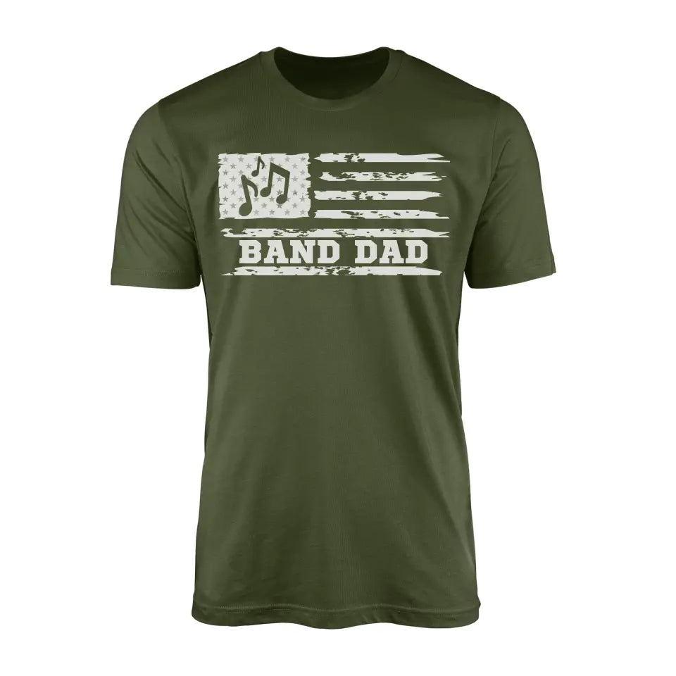 band dad horizontal flag on a mens t-shirt with a white graphic