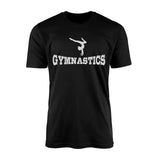 basic gymnastics with gymnast icon on a mens t-shirt with a white graphic