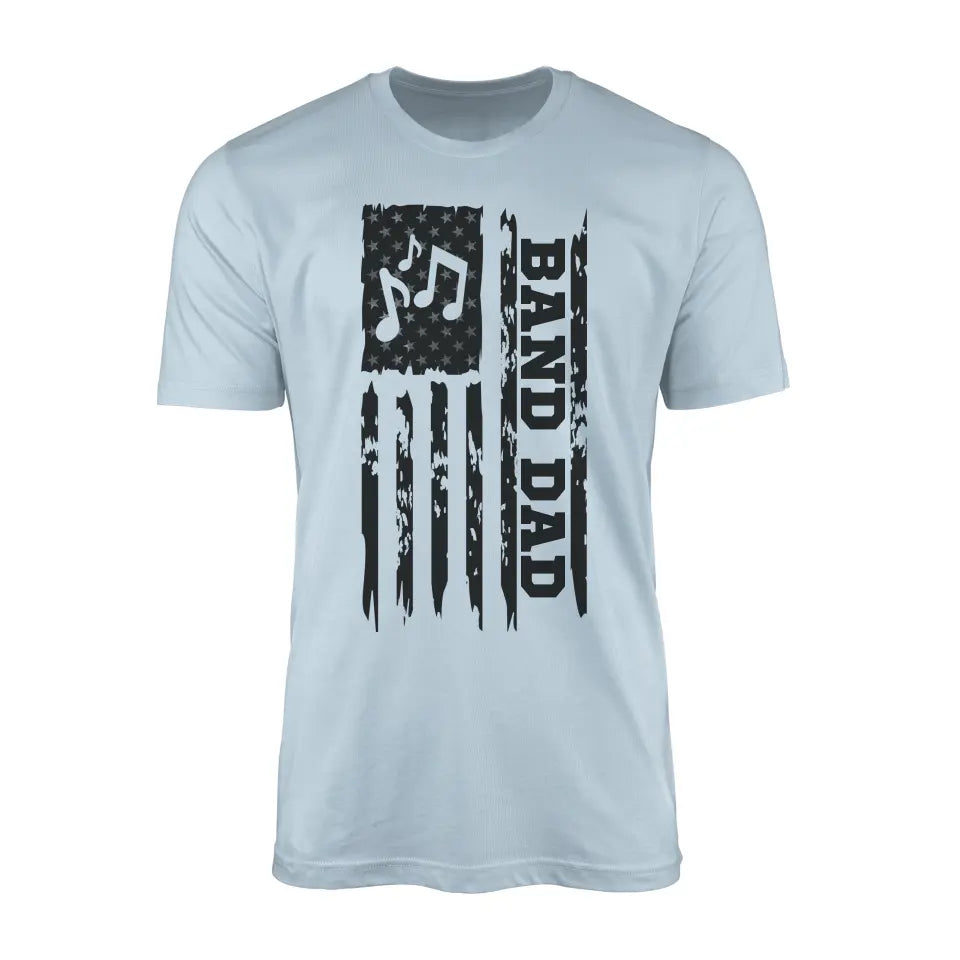 band dad vertical flag on a mens t-shirt with a black graphic