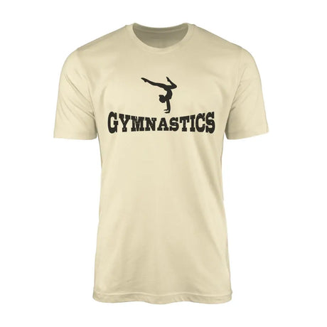 basic gymnastics with gymnast icon on a mens t-shirt with a black graphic