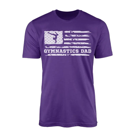 gymnastics dad horizontal flag on a mens t-shirt with a white graphic