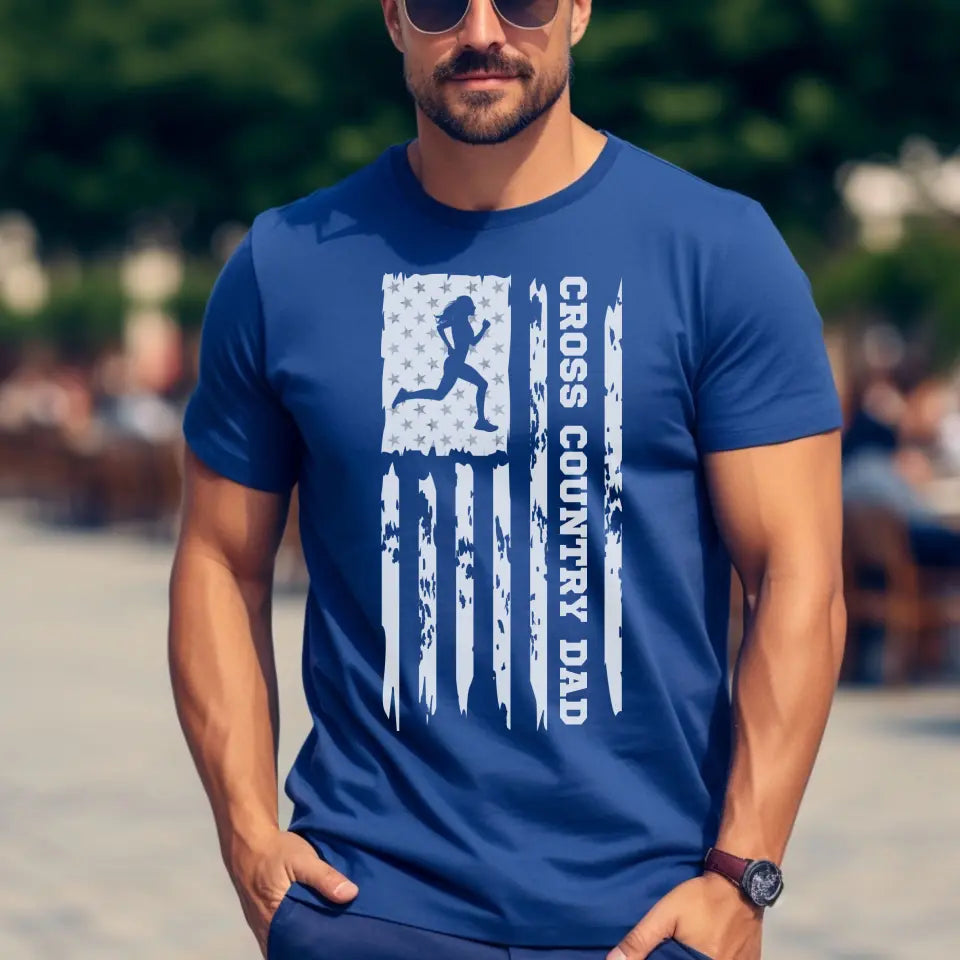 Cross Country Dad Vertical Flag | Men's T-Shirt | White Graphic