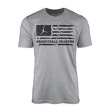 basketball grandpa horizontal flag on a mens t-shirt with a black graphic