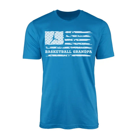 basketball grandpa horizontal flag on a mens t-shirt with a white graphic
